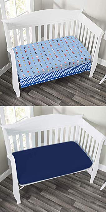 blue crib sheet