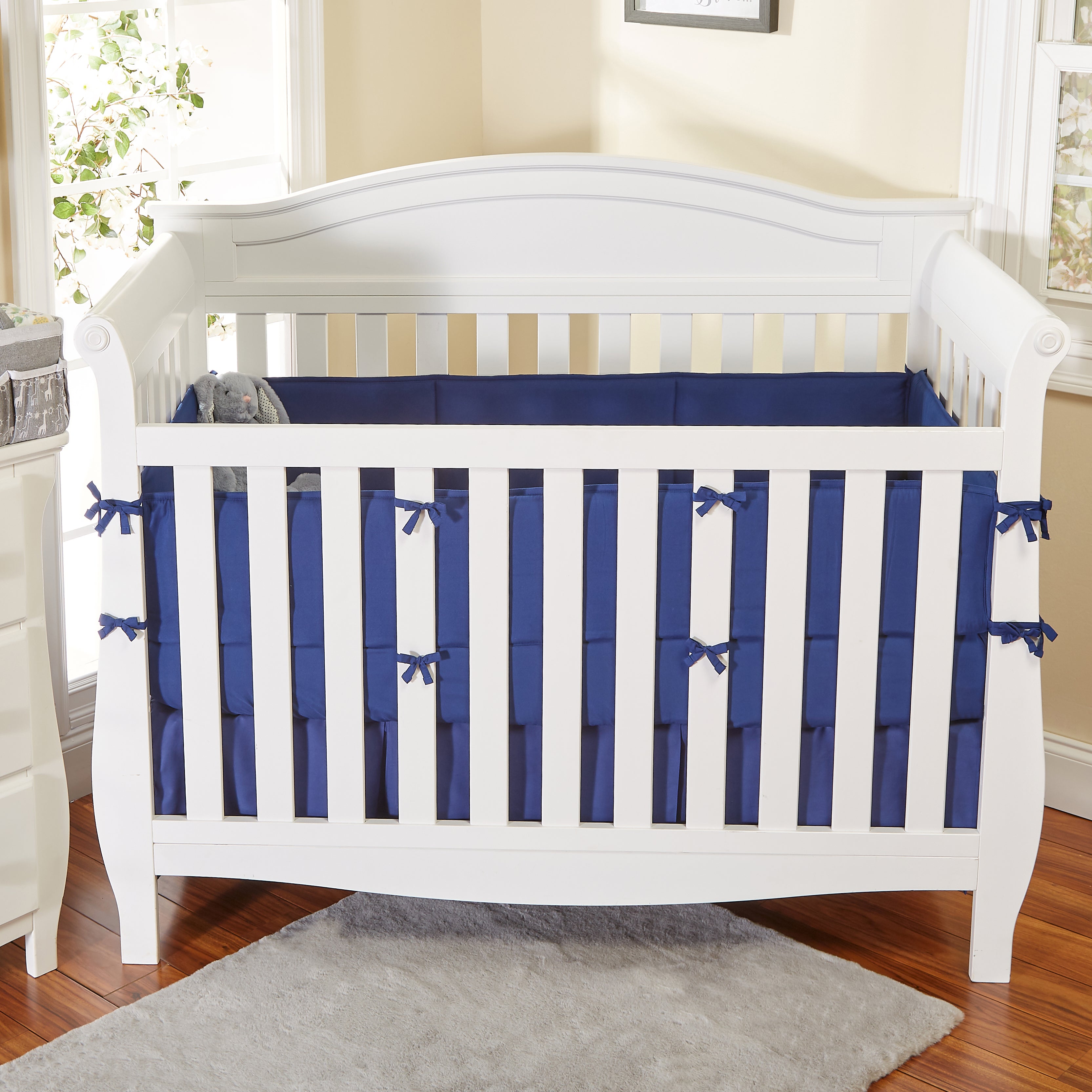 navy crib bumper