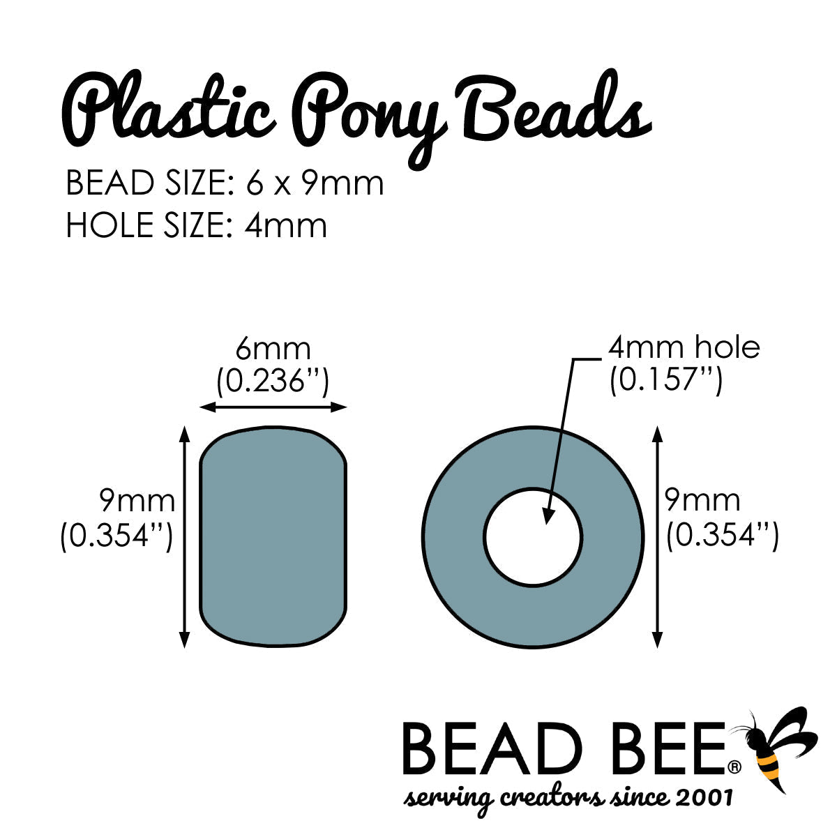 Princess Mix Plastic Craft Pony Beads 6 x 9mm Bulk Assortment, USA