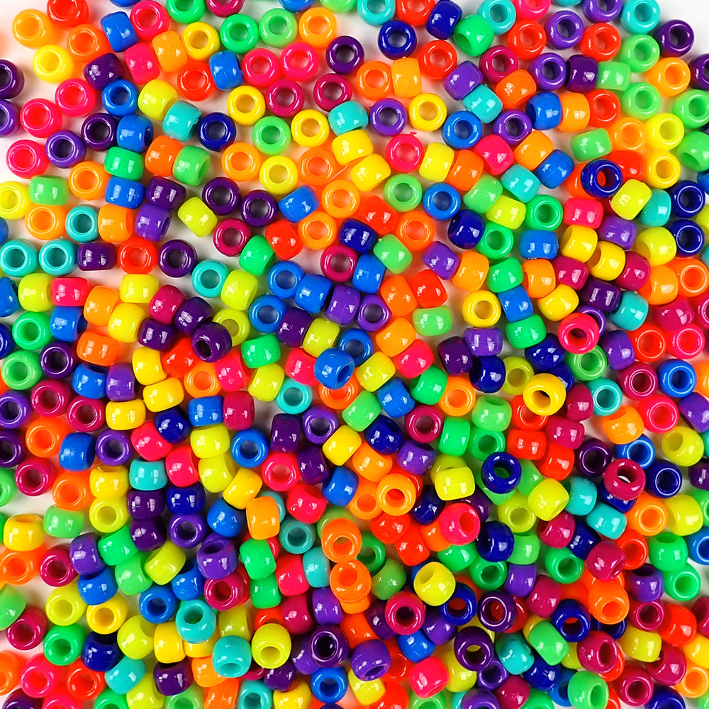 6 Multicolor Neon Pop Tabs 150ct - Kids Pony Beads - Kids