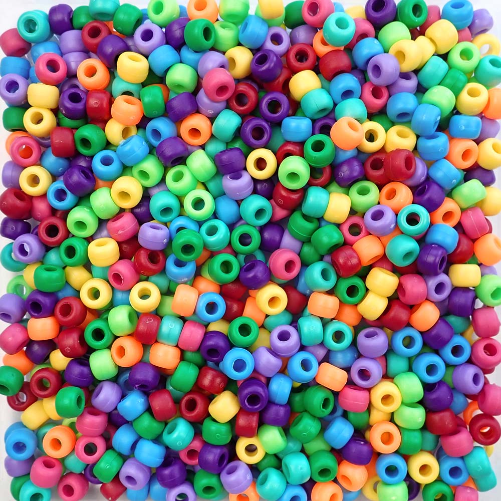 Circus Mix Plastic Craft Pony Beads 6x9mm Bulk, USA Made - Bead Bee