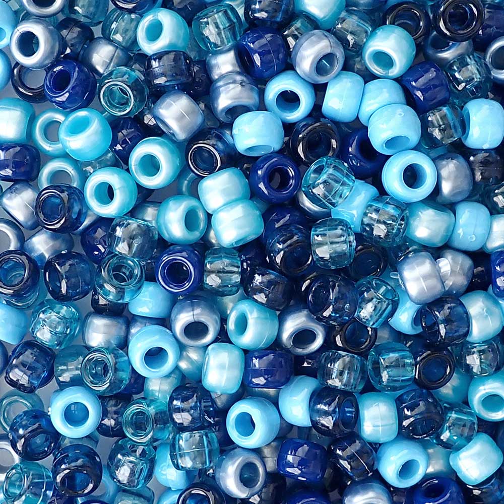 Opaque Multicolor Mix Plastic Pony Beads 6 x 9mm, 500 beads