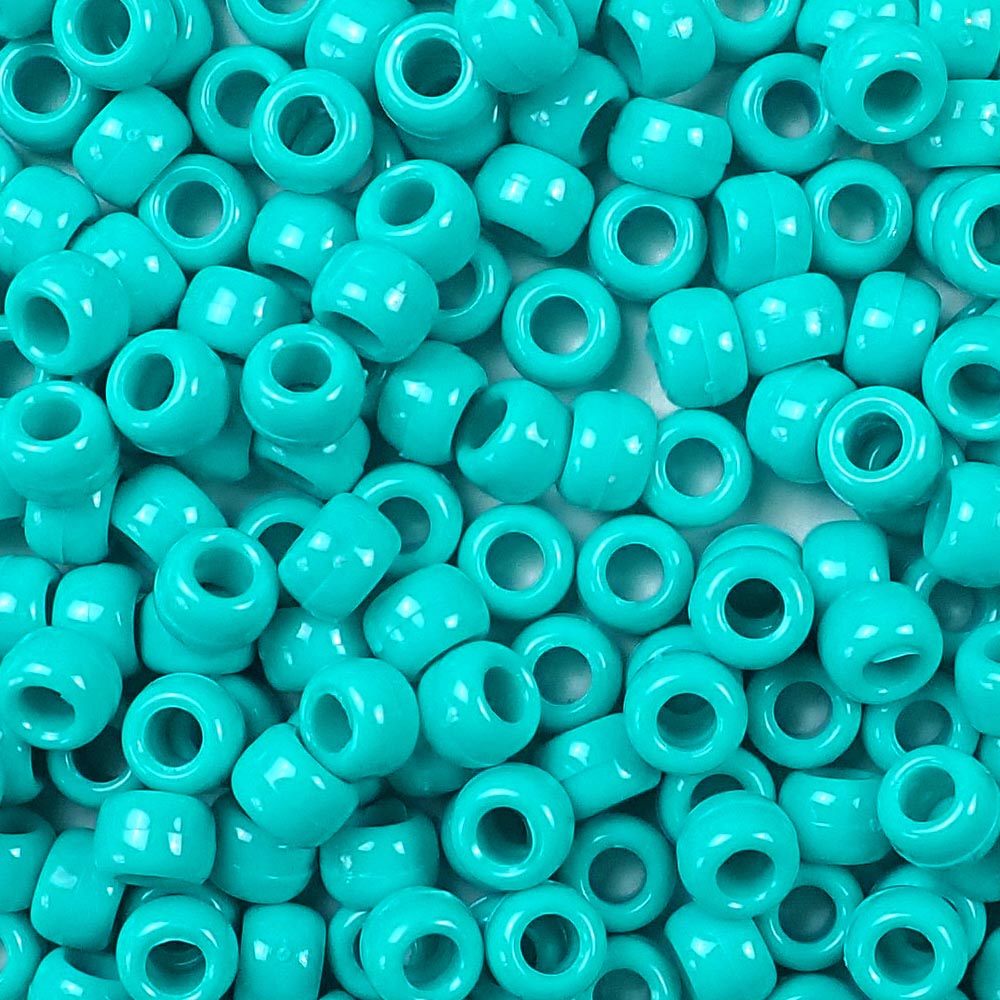 Turquoise Plastic Craft Pony Beads 6x9mm, 500 beads Bulk Pack