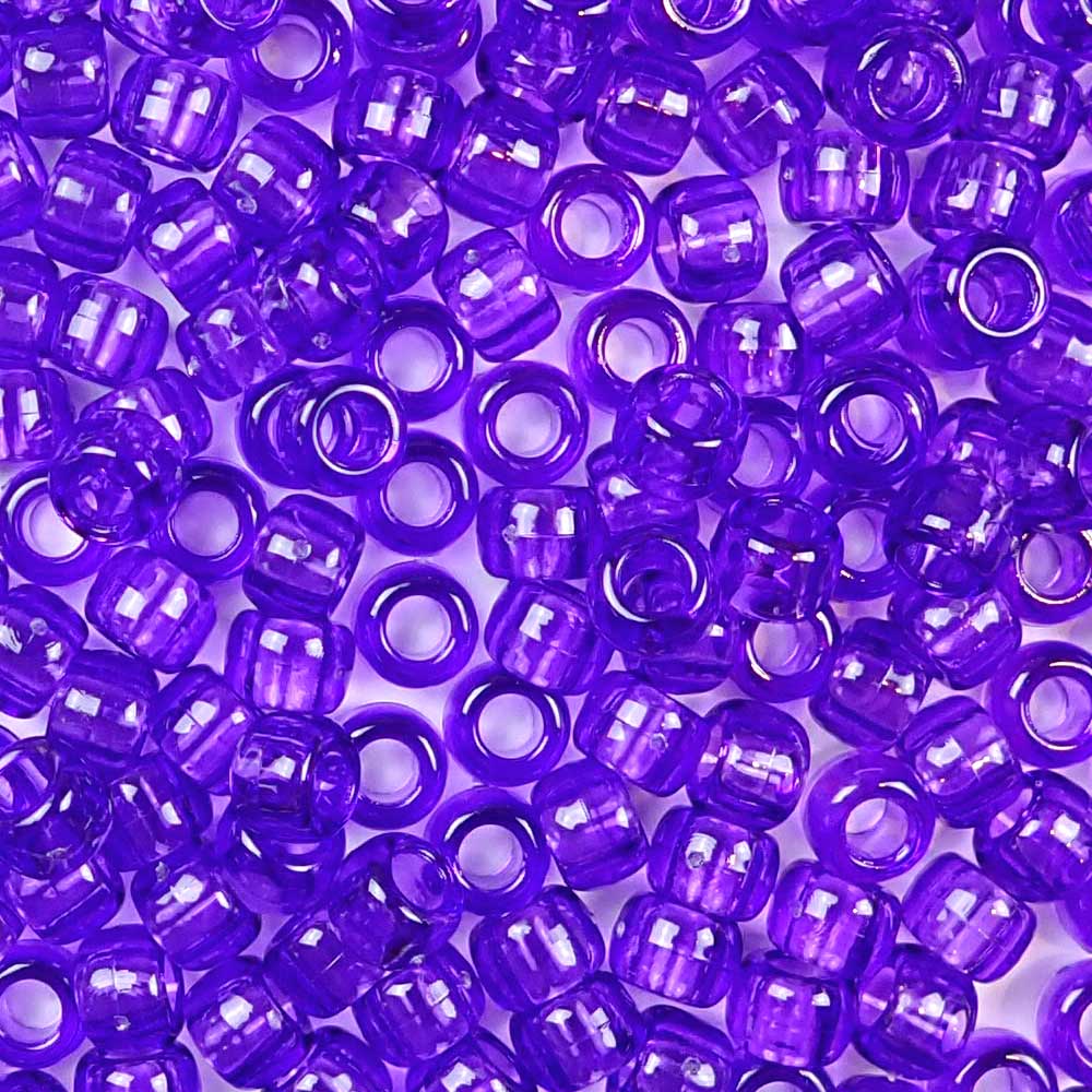 Purple Opaque Plastic Pony Beads 6 x 9mm, 500 beads