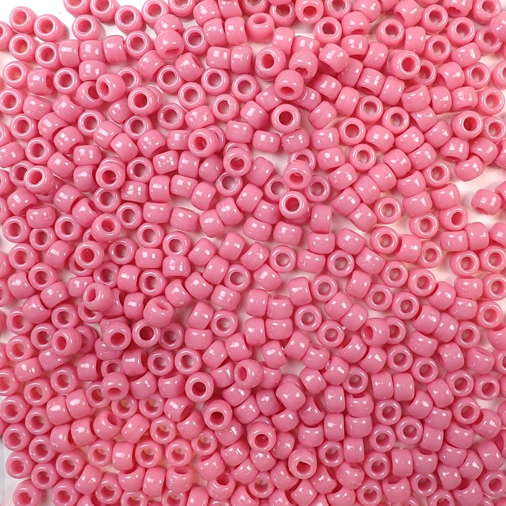 Ice Pink Transparent Plastic Craft Pony Beads 6x9mm Bulk, Made in