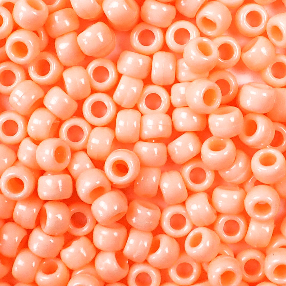 Neon Orange Plastic Craft Pony Beads 6x9mm, 500 beads Bulk Pack