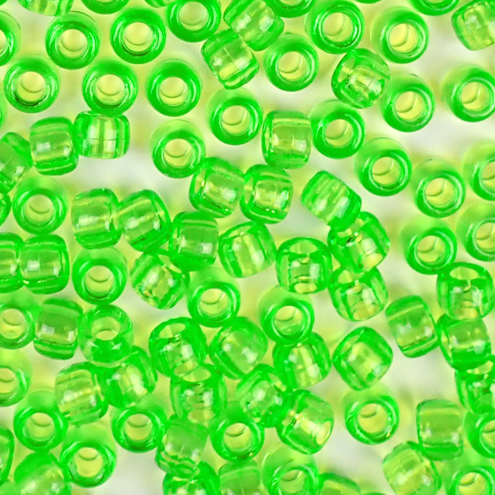 Peridot Green Glitter Plastic Craft Pony Beads 6x9mm, 500 beads Bulk - Bead  Bee