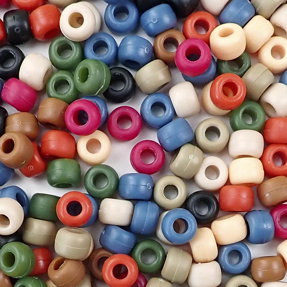 Sweetheart Opaque Mix Plastic Pony Beads 6 x 9mm, 150 beads