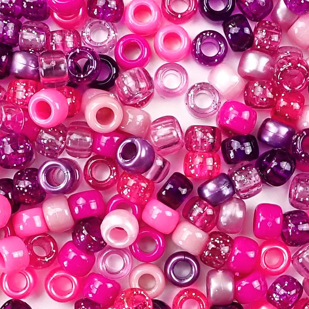 Pink Baby Shower Mix Pony Beads 6 x 9mm - Bead Bee