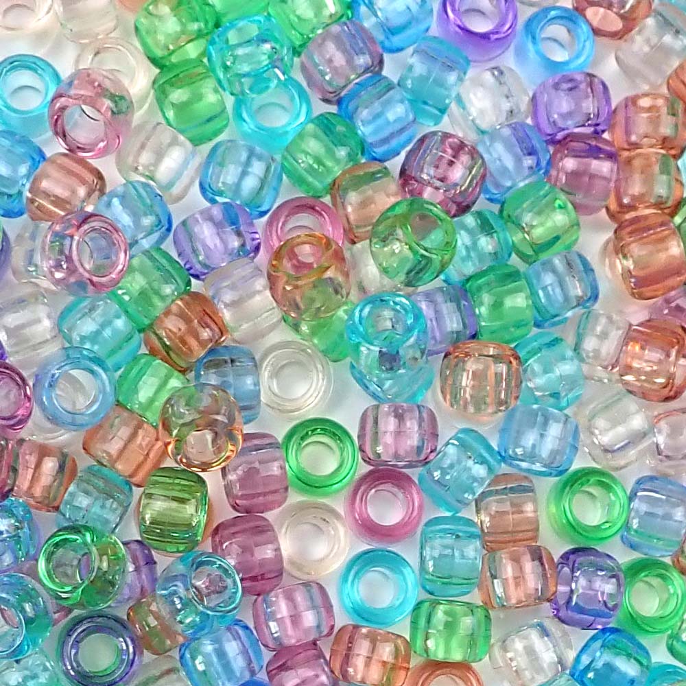 Transparent Mix Colors Craft Pony Beads 6 x 9mm Assorted Colors