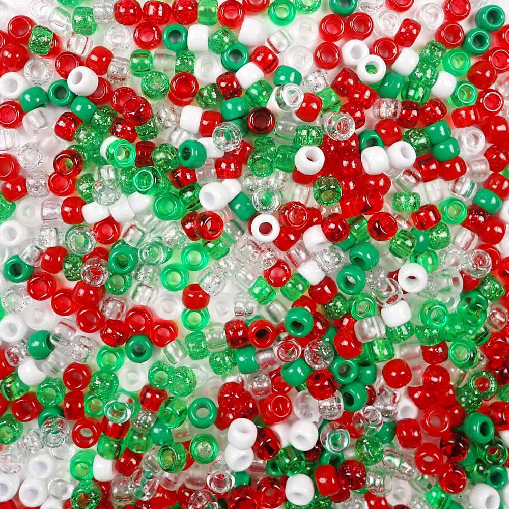 Red Berry Mix Plastic Craft Pony Beads 6 x 9mm Bulk, USA Made - Pony Beads  Plus