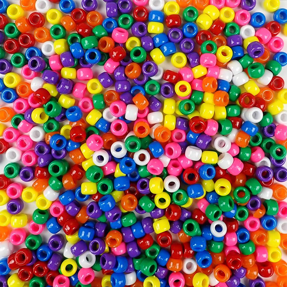 9x6mm Rainbow Glitter Pony Beads 500pc #PB9GR
