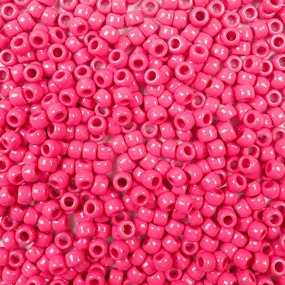 Pale Pink Opaque Plastic Pony Beads 6 x 9mm, 150 beads