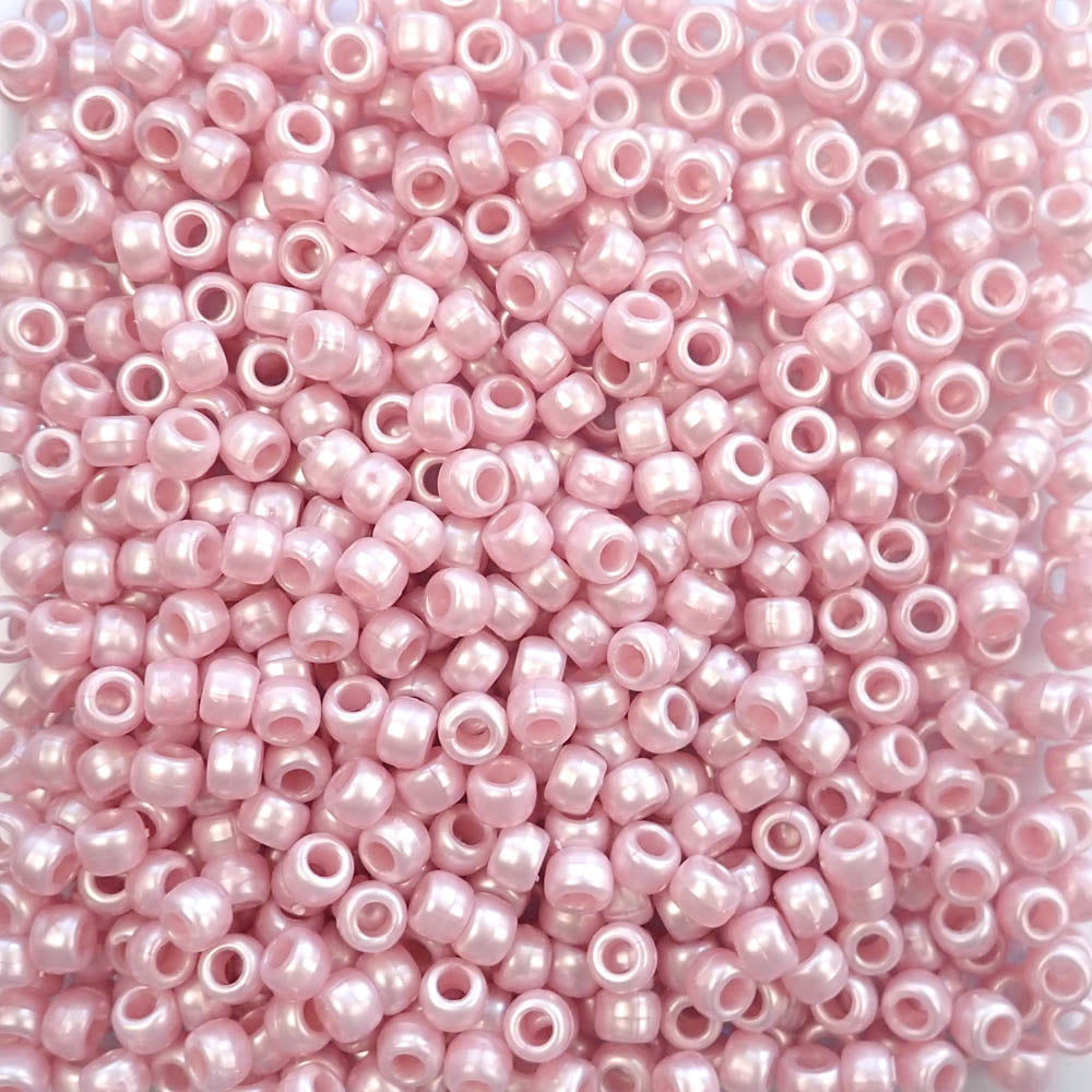 Light Pink Pearl Plastic Craft Pony Beads 6x9mm Bulk Pack, Made in