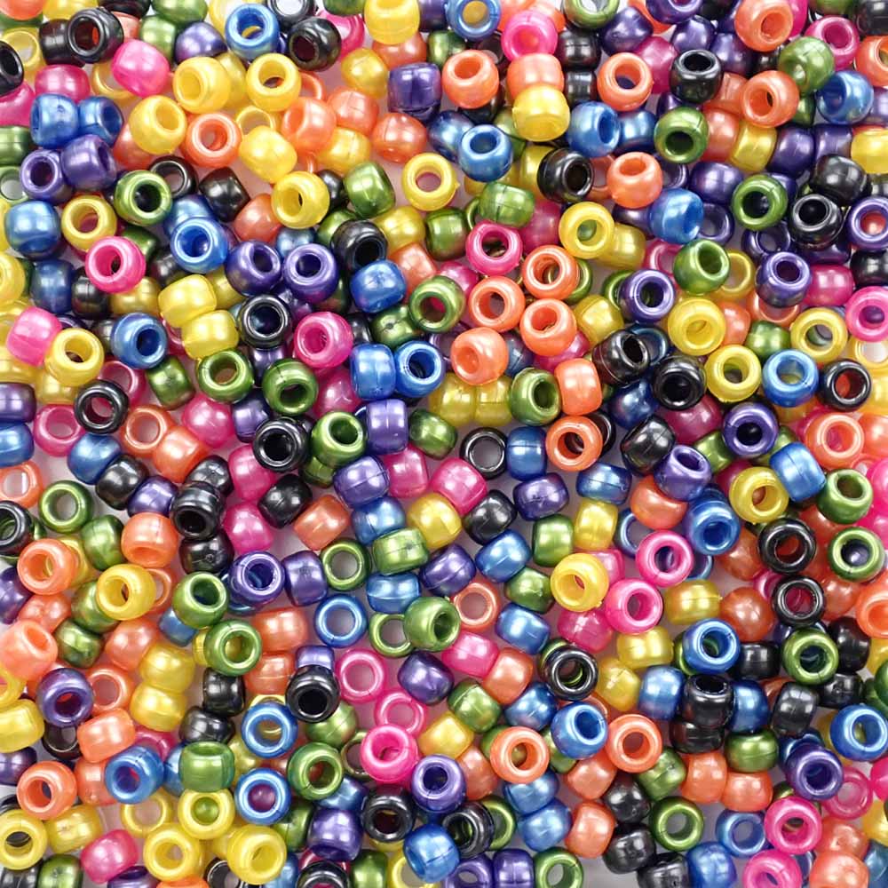 Pastel Pearl Mix Craft Pony Beads 6 x 9mm Bulk Assortment, USA