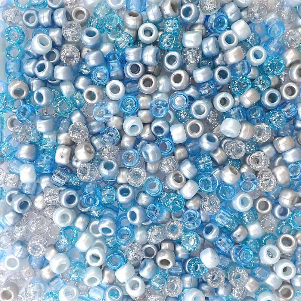 Light Blue Mix Plastic Craft Pony Beads 6 x 9mm, Bulk, Made in the USA -  Bead Bee