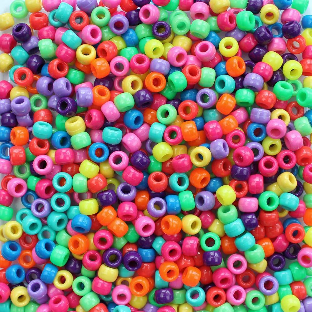 Fun Rainbow Transparent Mix Craft Pony Beads 6x9mm Assorted Colors Bulk -  Pony Beads Plus