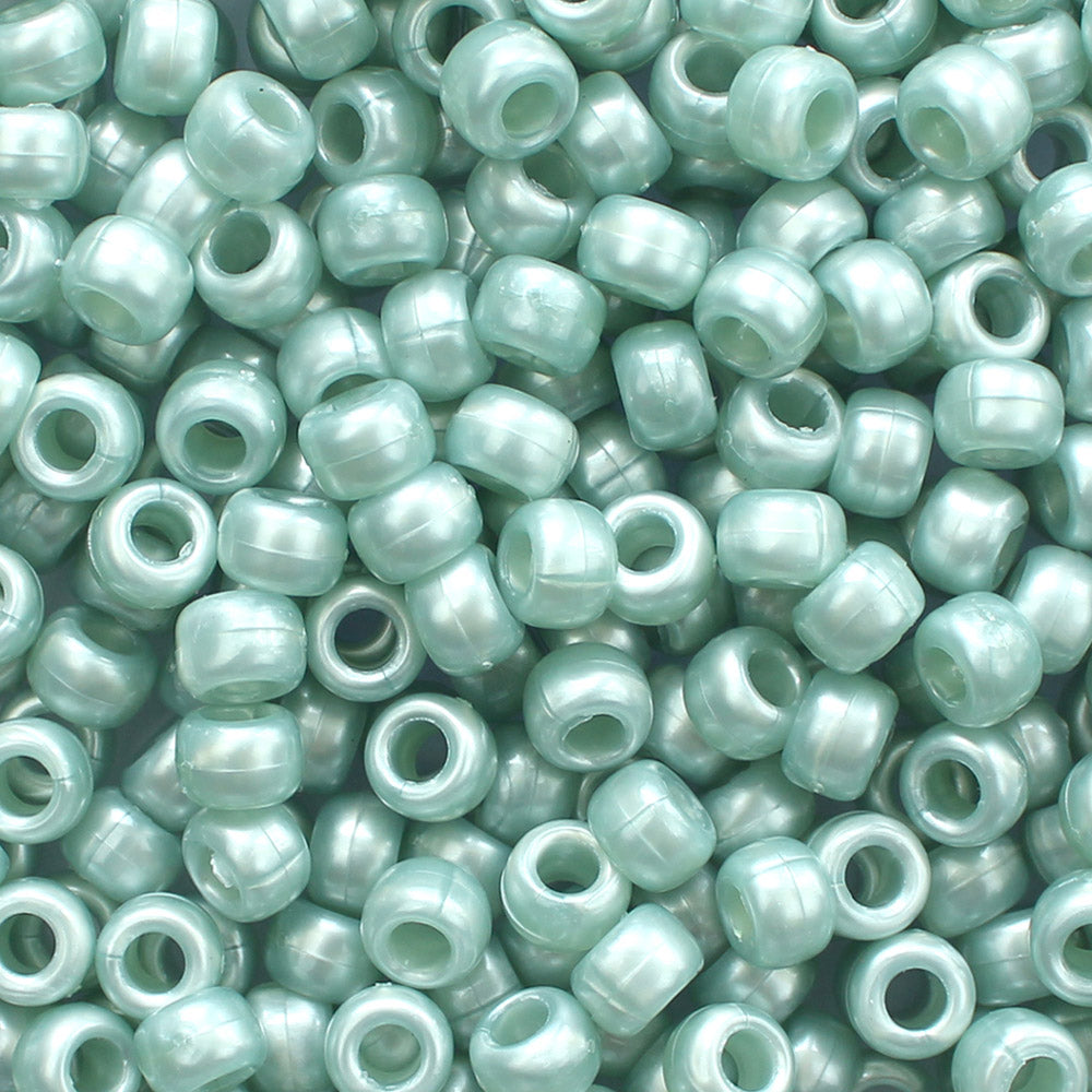 Teal Pearl Plastic Craft Pony Beads 6x9mm, 500 beads Bulk Pack - Bead Bee