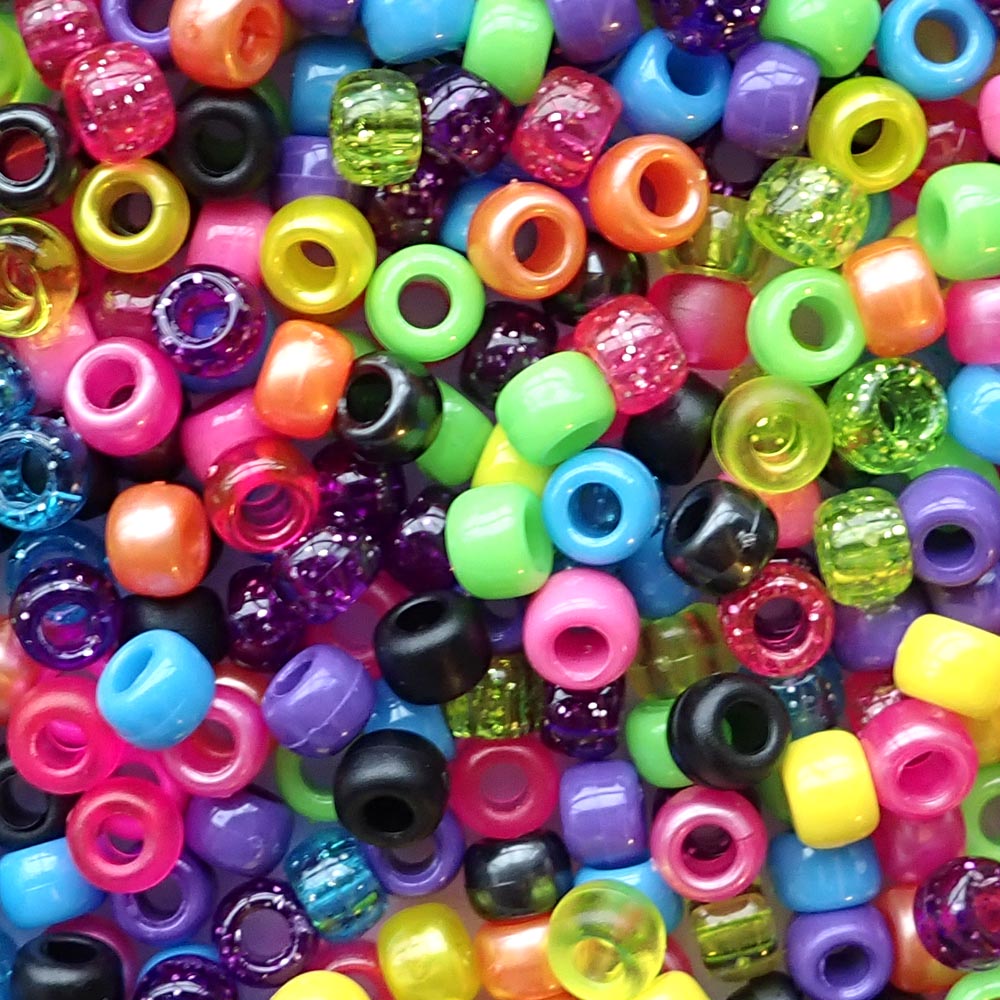 Unicorn Mix Plastic Craft Pony Beads 6 x 9mm Bulk, Made in the USA - Bead  Bee