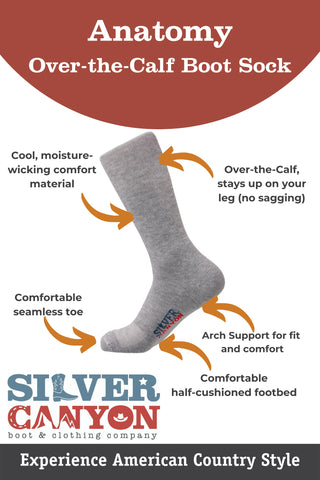 Anatomy of Silver Canyon Boot Sock