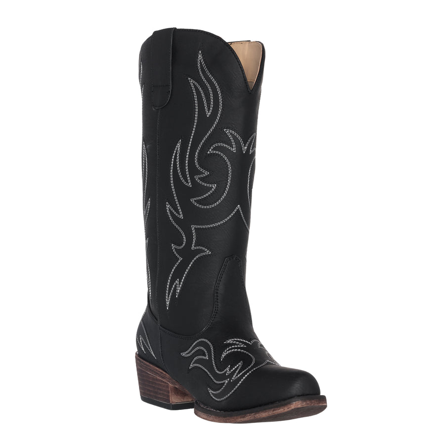black and silver cowgirl boots