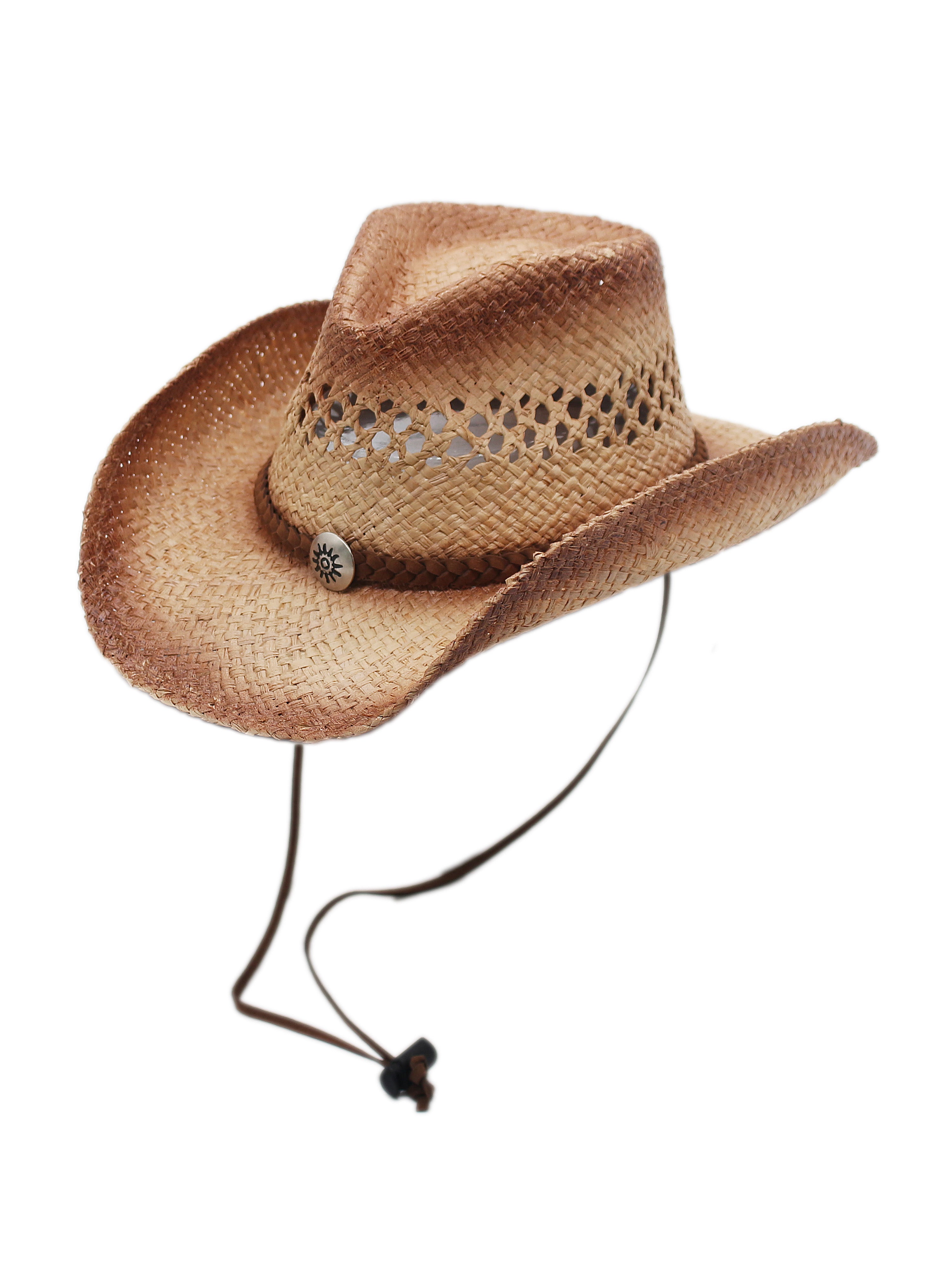 Silver Canyon Mens Chandler Raffia Straw Western Cowboy Fedora Sun