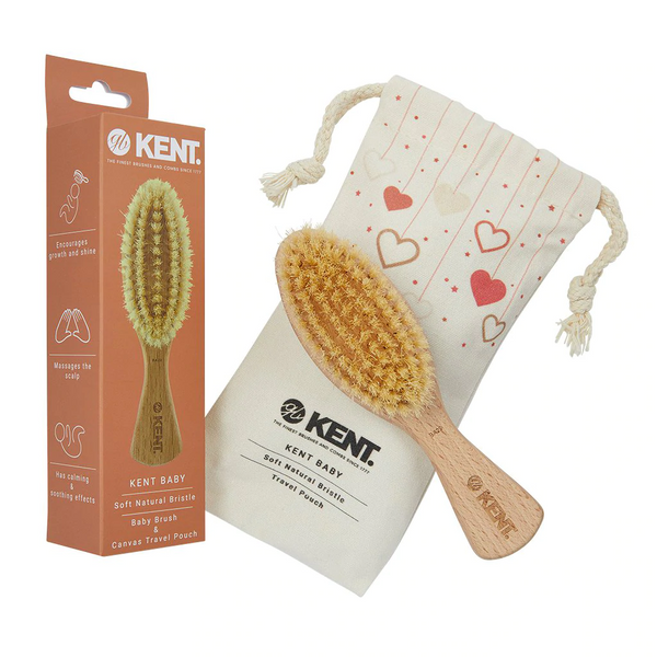 Kent BA30 Tortoiseshell Effect Soft Natural Bristle Baby Brush and Com