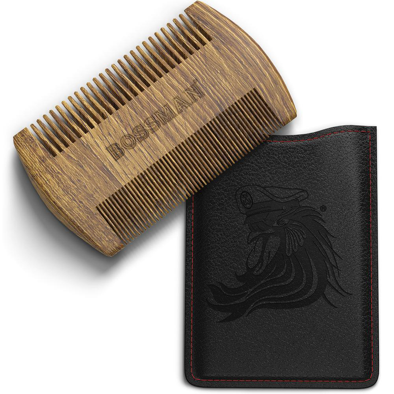 Bossman Pocket Size Sandalwood Comb and Protective Case