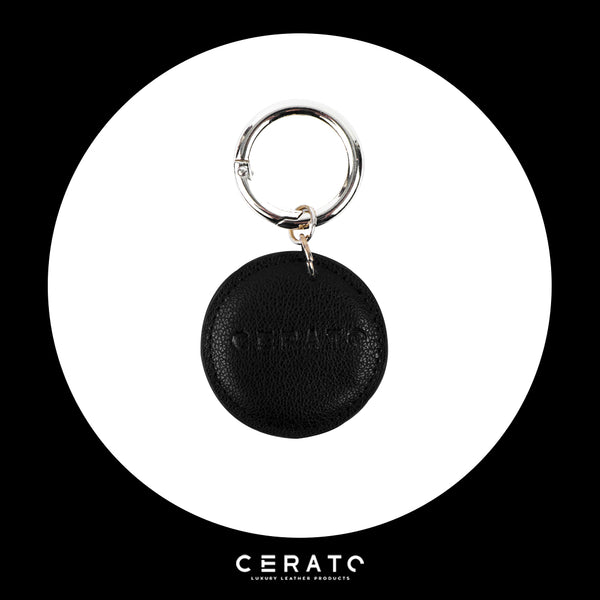 Black leather customizable key ring