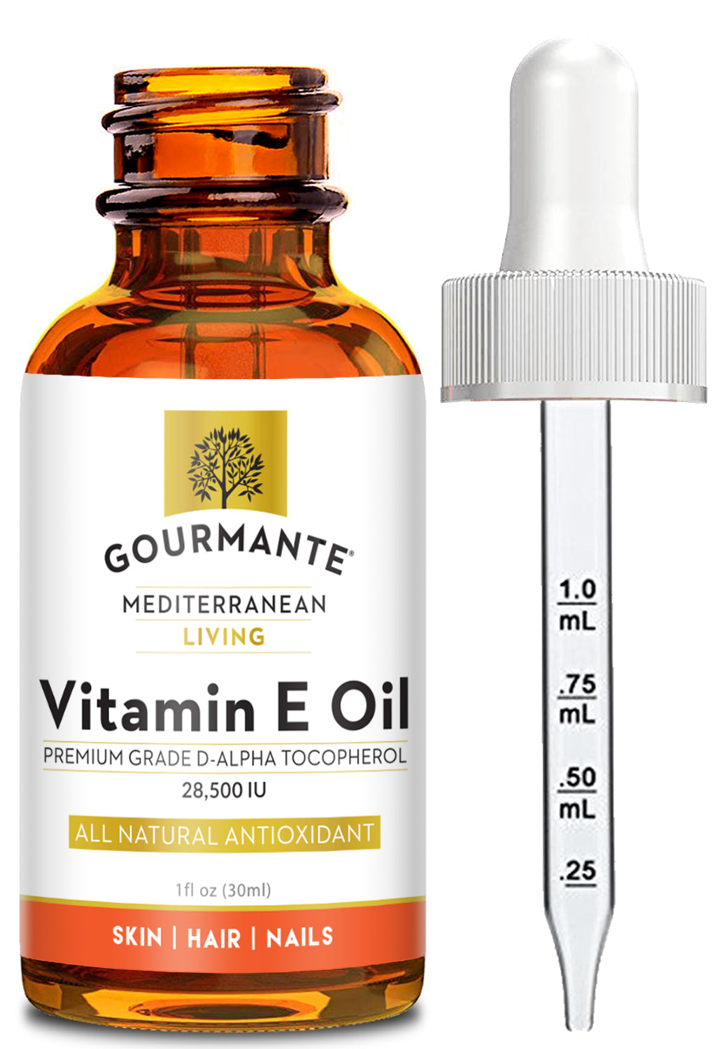 Gourmante Natural Vitamin E Oil, D-Alpha Tocopherol, Non-Synthetic -  Gourmante Health