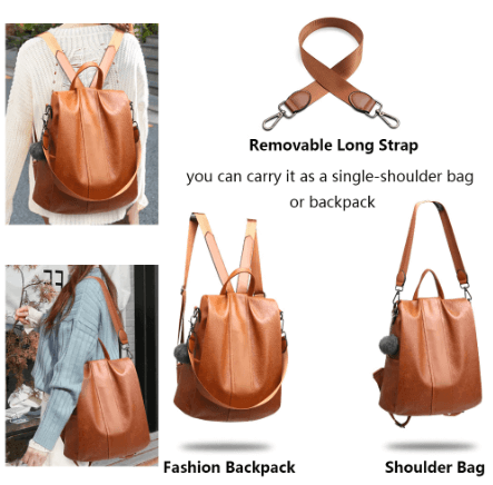 Anti-thief Women Backpack Leather HERALD FASHION