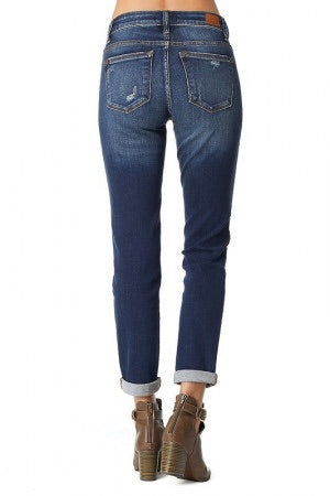 mid rise tapered jeans