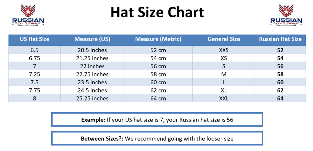 Russian Military Size Chart