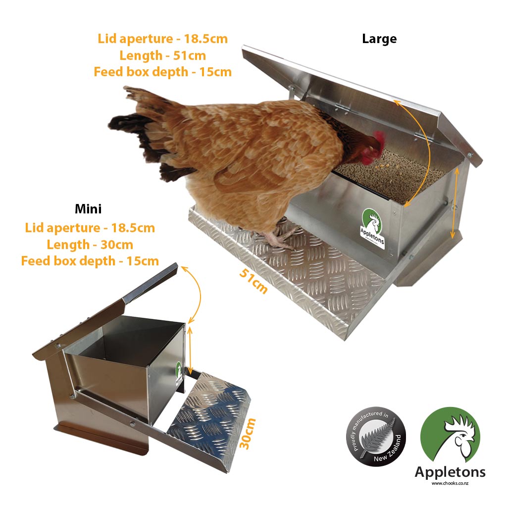 Step On Feeders, Large and Mini comparison