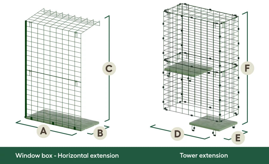 catio tunnel horizontal extension and tower dimensions