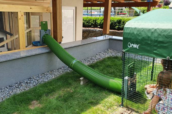 Connect your pets run or playpen to the hutch with a Zippi tunnel system