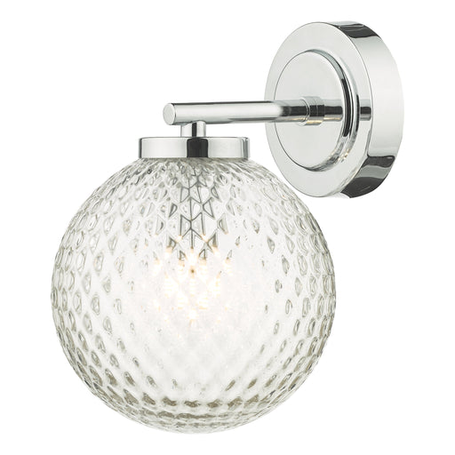Riva Bathroom Semi Flush Ceiling Light Ribbed Glass Polished Chrome IP44