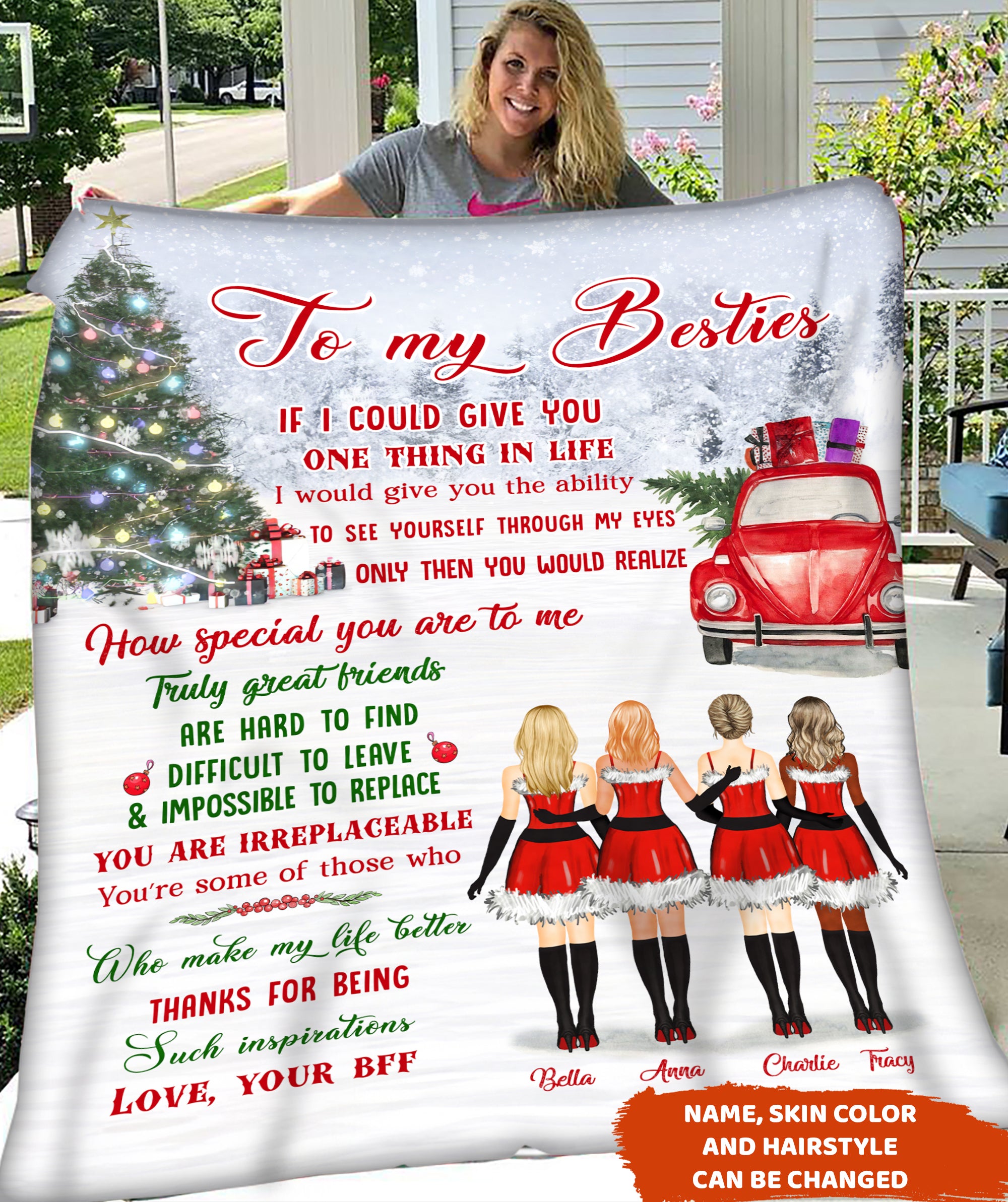 Personalized Custom Fleece Blanket Christmas Bestie Unique Gift for