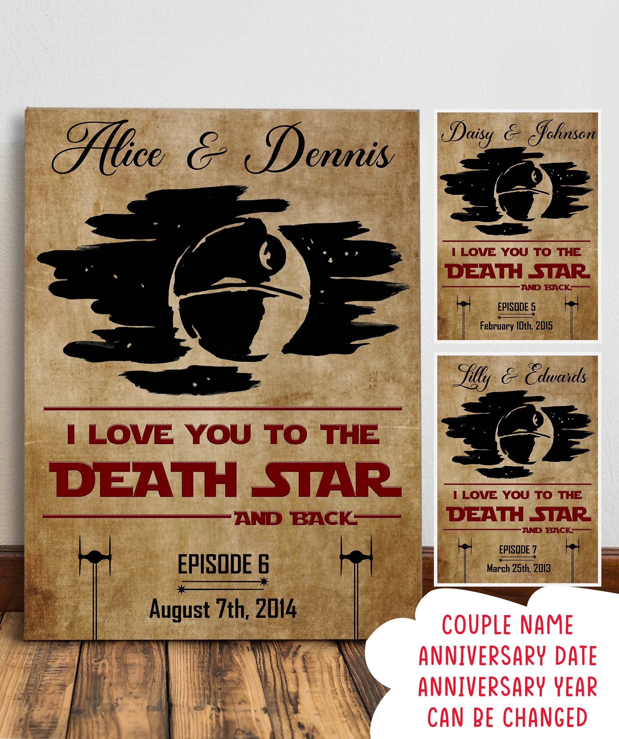 Personalized Custom Canvas I Love You To The Death Star And Back Sentimental Anniversary Gifts For Husband Wife Romantic Gifts For Couple Family Gifts