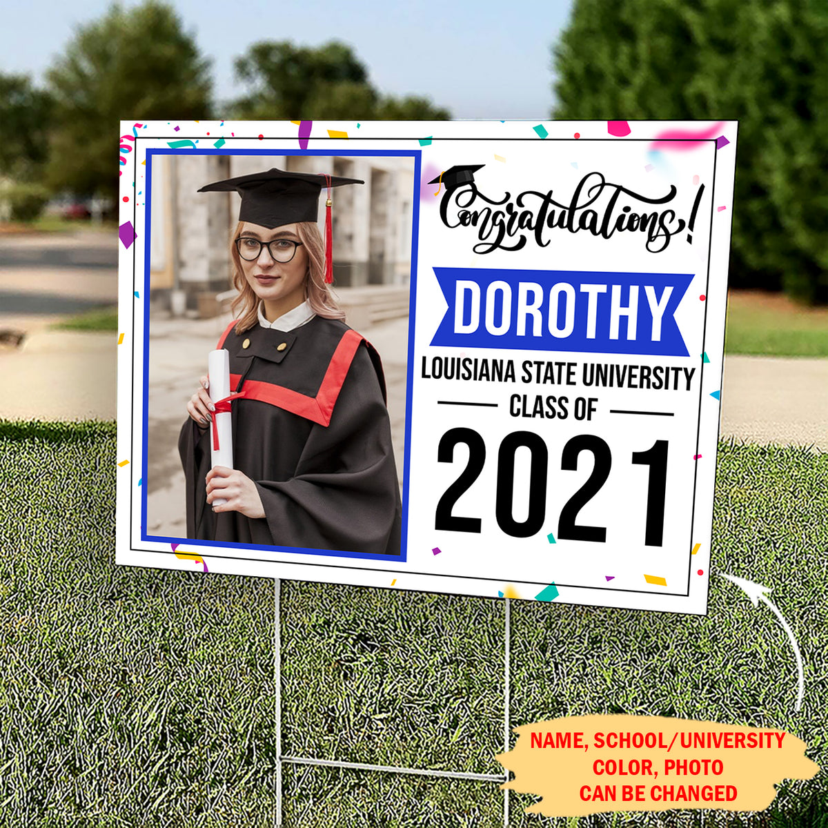 College Graduation Yard Sign, Congratulations Personalized Custom