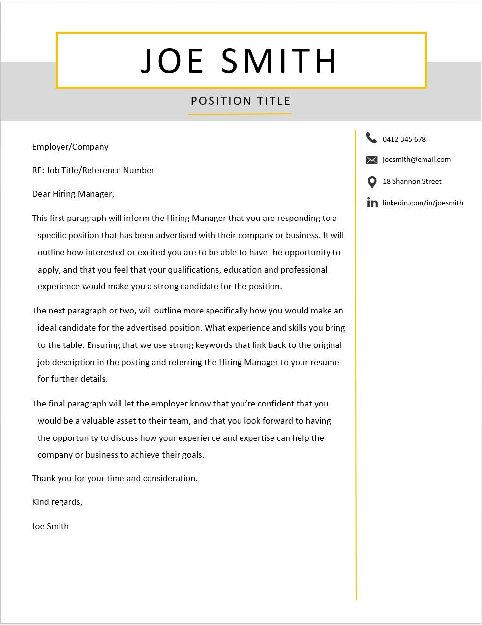 australian cover letter format pdf