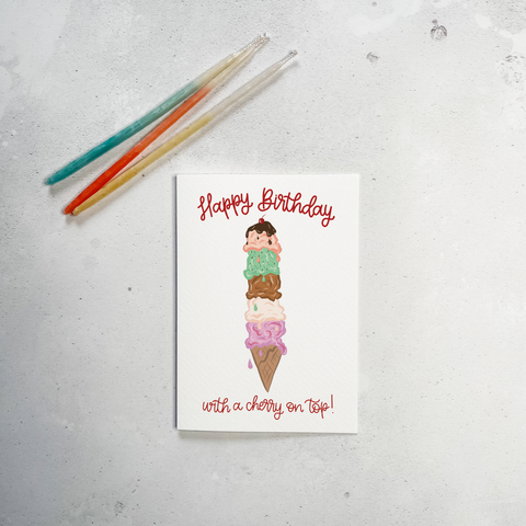 Happy Birthday With Ice Cream On Top Irish Birthday Card