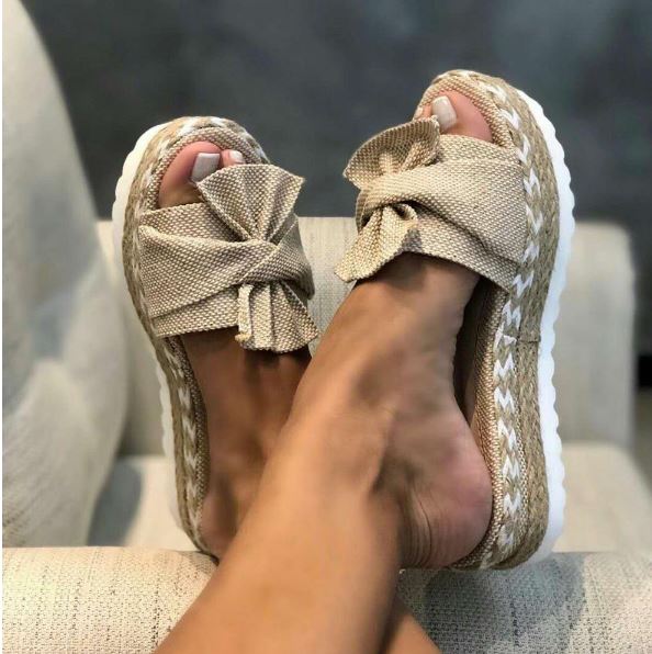 bow tie slip on sandals