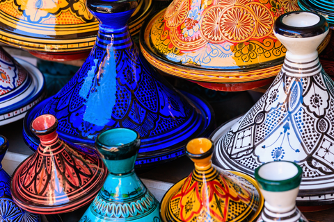 picture of colourful traditional Moroccan serving dishes