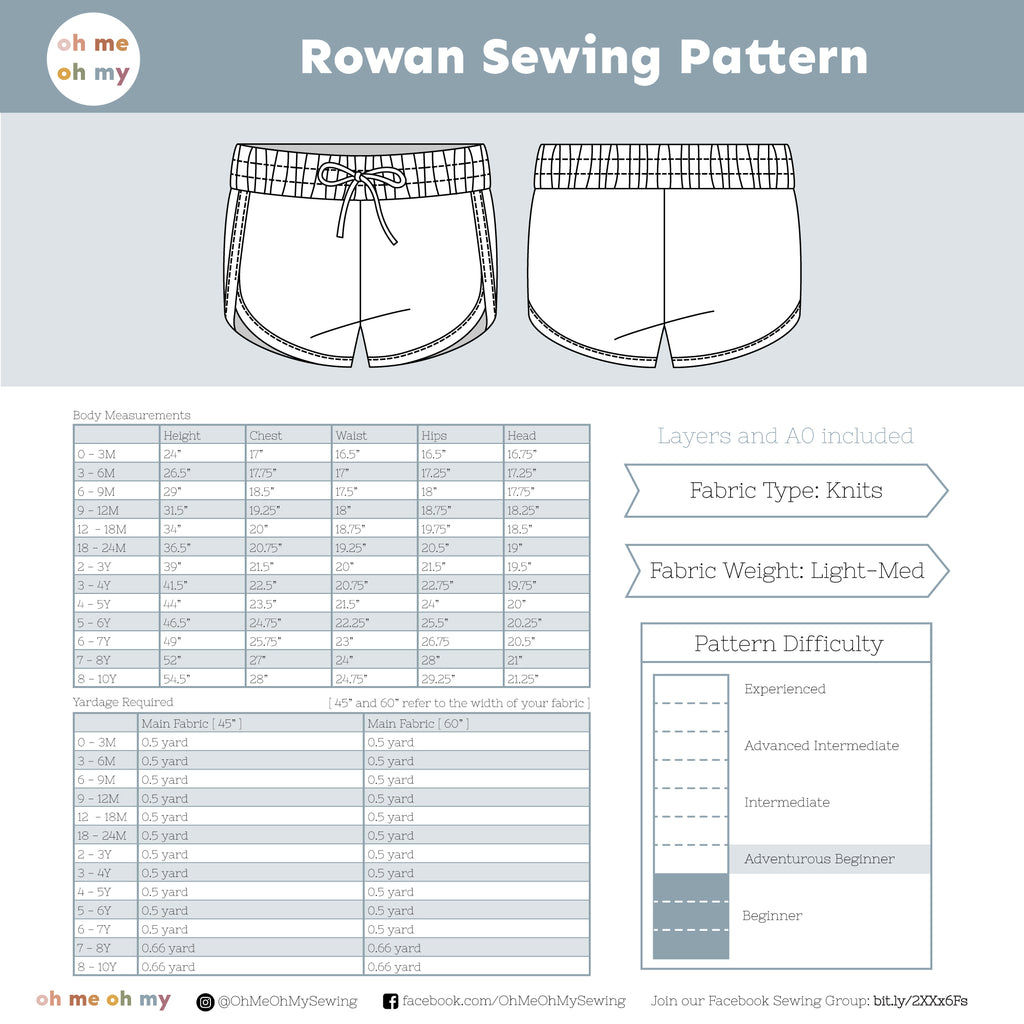 Rowan Shorts Pattern – OhMeOhMySewing
