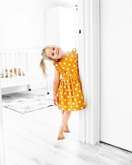 girls yellow polka dot dress