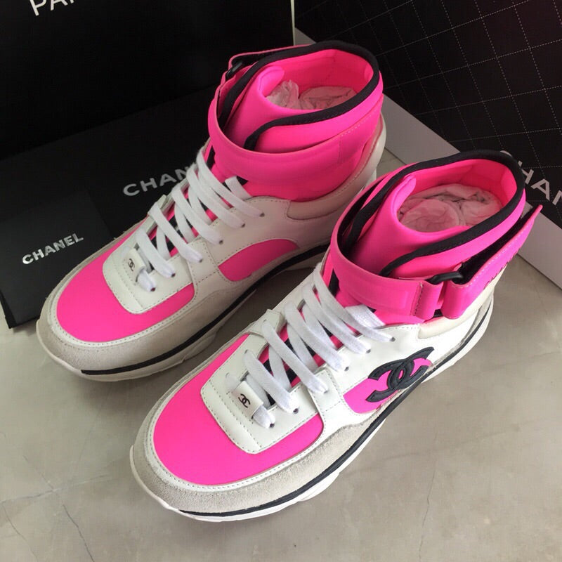 pink chanel high top sneakers