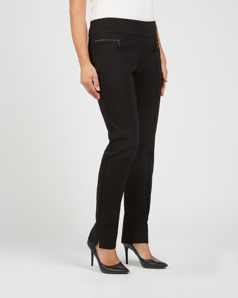 Renuar R1417 Petite Straight Leg Pants with Slimming Panel and Pleats