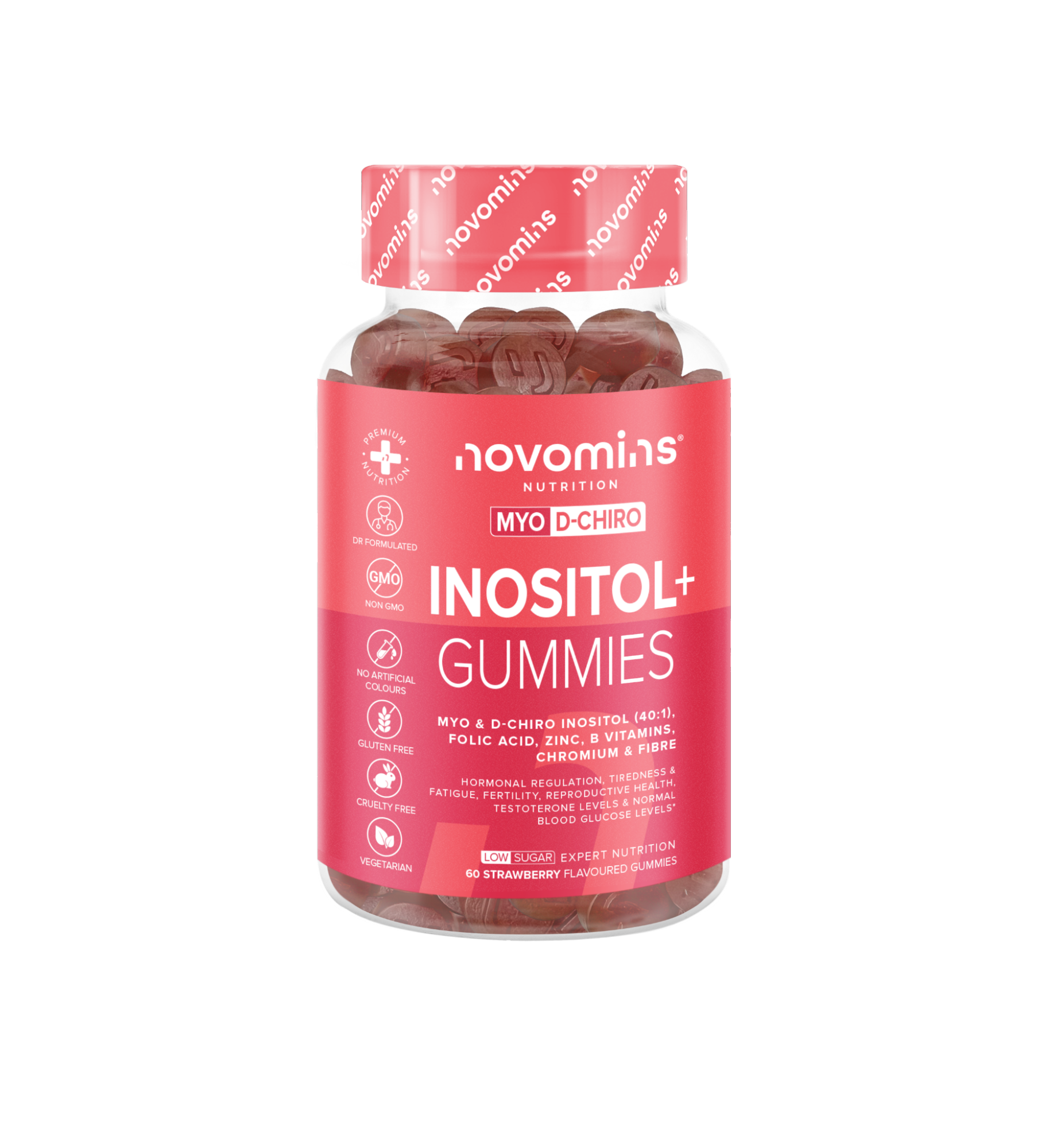 Women holding a bottle of Novomins Inositol+ Gummies that contains Inositol