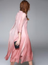 Elegant Stand Collar Silk Pure Color Shift Dress